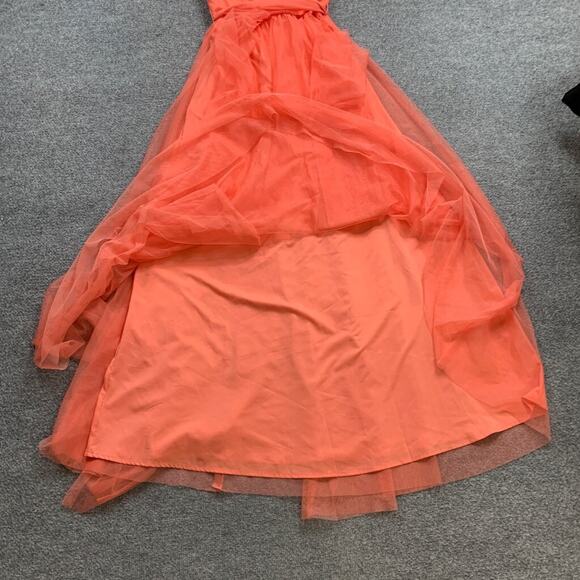 Eva Mendes Dress Womens 0 Deep Peach Sweetheart Strapless Chiffon Lined Maxi - Picture 11 of 14